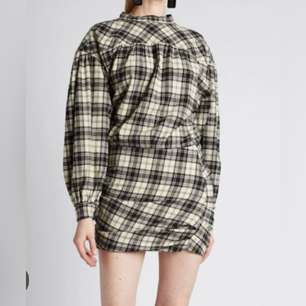 Etoile Isabel Marant Faber plaid Long Sleeve Dress S new tags $675 Nordstrom